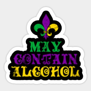 May Contain Alcohol Mardi Gras Sticker